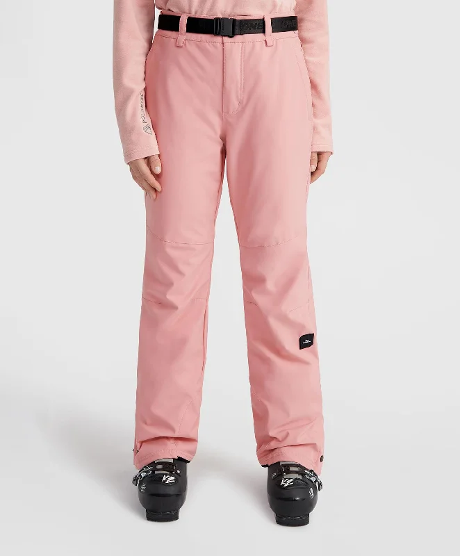 Women's Star Slim Snow Pants - Genuine Pink Stretch Pants,