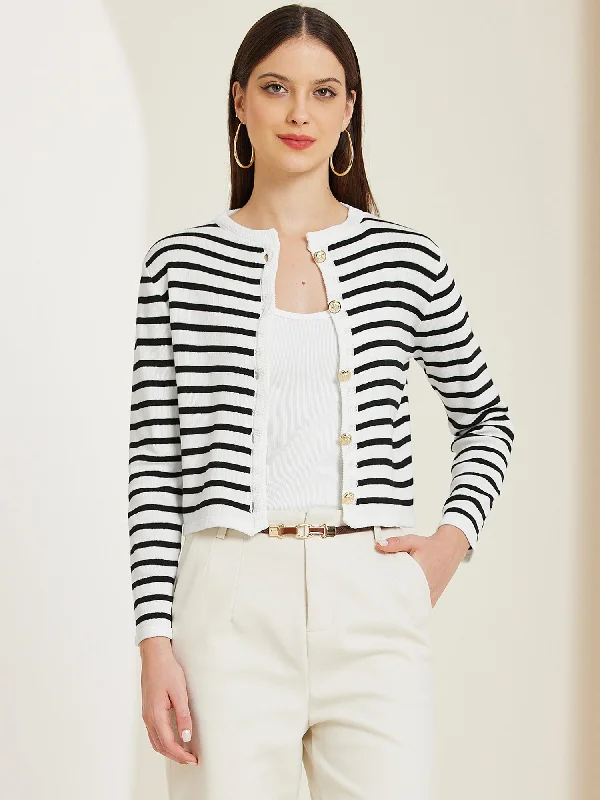 Knit Round Neck Button Down Striped Cardigan Sweaters Terry Blend Velvet Blend Canvas Blend Knit Round Neck Button Down Striped Cardigan Sweaters Terry Blend Velvet Blend Canvas Blend