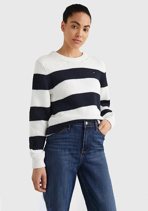 Tommy Hilfiger Womens Stripe Knit Jumper, Navy & White Herringbone Houndstooth Plaid Tommy Hilfiger Womens Stripe Knit Jumper, Navy & White Herringbone Houndstooth Plaid
