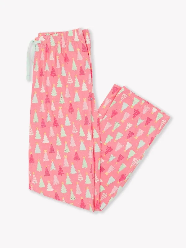 RuffleButts Merry Pink Pines Adult Pajama Pants Best Seller Skinny,