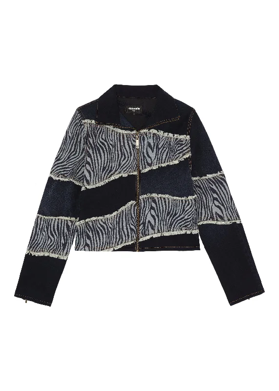 Rework Denim Jacket Zip Front Button Front Snap Front