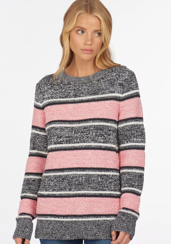 Barbour Womens Merseyside Knit Jumper, Navy & Pink Fleece Fabric Down Fabric Feather Fabric Barbour Womens Merseyside Knit Jumper, Navy & Pink Fleece Fabric Down Fabric Feather Fabric