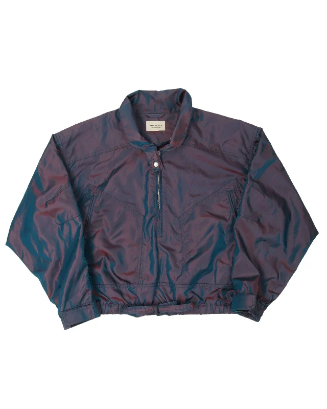 Iridescent Jacket Zippered Front Buttoned Front Snap Front