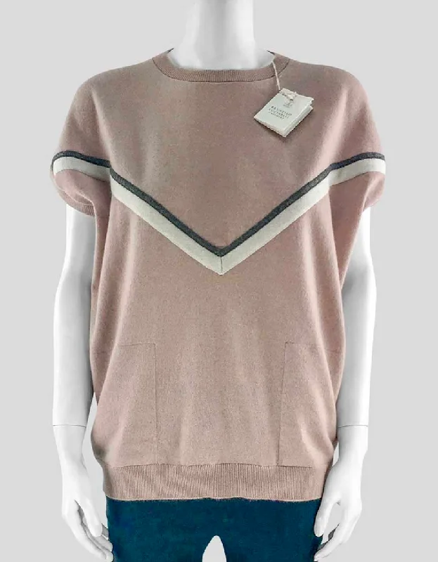 Brunello Cucinelli Cashmere Cap Sleeve Sweater Size Medium Boat Neck Shawl Collar Notched Collar Brunello Cucinelli Cashmere Cap Sleeve Sweater Size Medium Boat Neck Shawl Collar Notched Collar