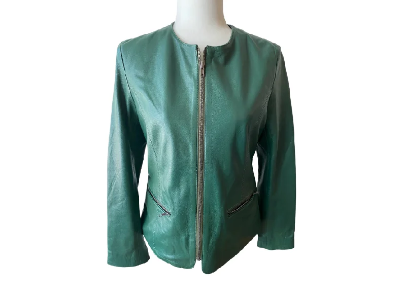 Unbranded Green Leather Jacket Fitted Jacket Loose Jacket Oversized Jacket