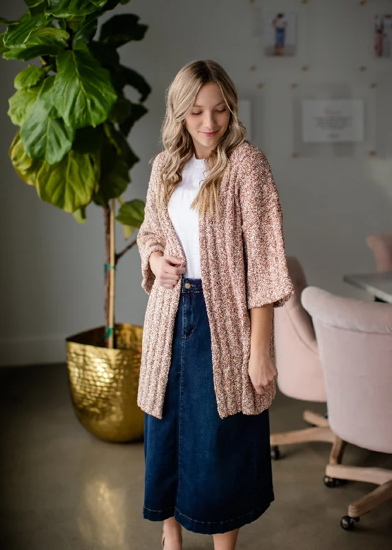Knit Sweater 3/4 Sleeve Mixed Yarn Cardigan - FINAL SALE Machine Wash Dry Clean Hand Wash Knit Sweater 3/4 Sleeve Mixed Yarn Cardigan - FINAL SALE Machine Wash Dry Clean Hand Wash