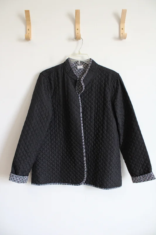 Croft & Barrow Black & White Quilted Jacket | L Belted Jacket Elasticated Jacket Padded Jacket Croft & Barrow Black & White Quilted Jacket | L Belted Jacket Elasticated Jacket Padded Jacket