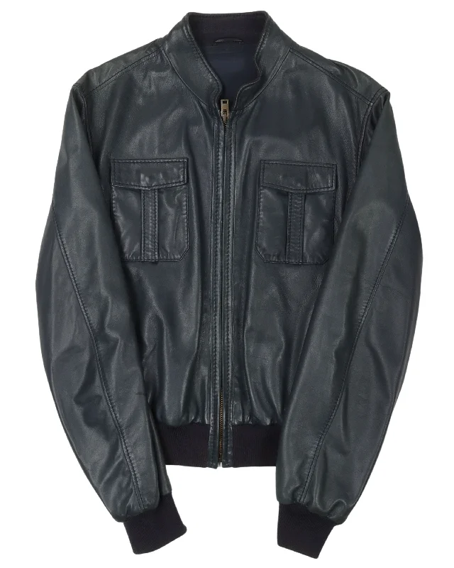 2009 Leather Bomber Jacket Herringbone Jacket Houndstooth Jacket Plaid Jacket