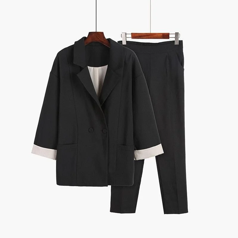 Elegant Leisure Two-piece Suit Simple Trousers Suits Trousers practical easy-care