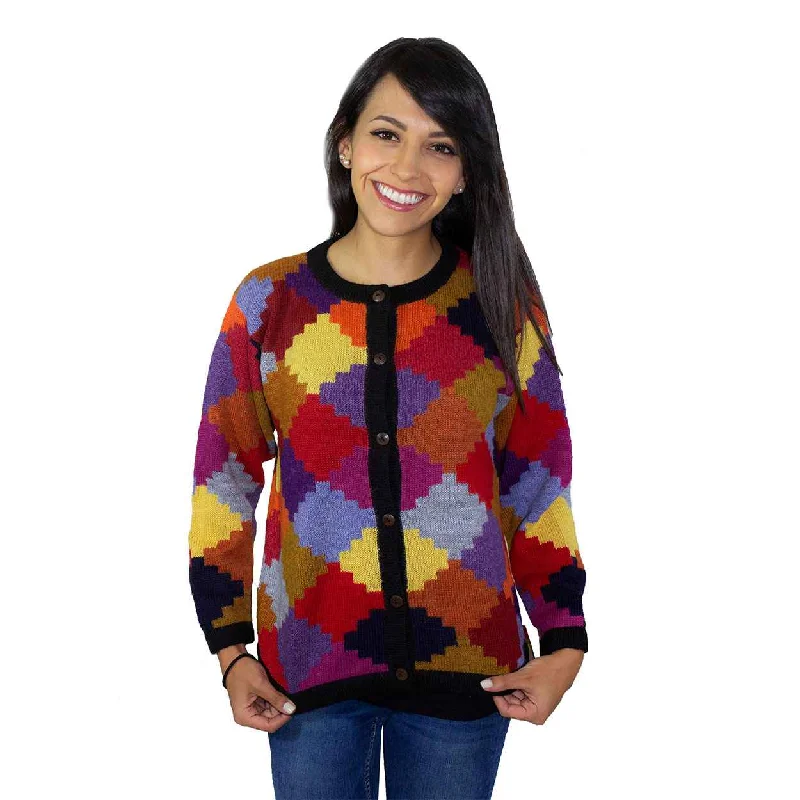 Alpaca Andean Cross Cardigan Mesh Cardigan Canvas Denim