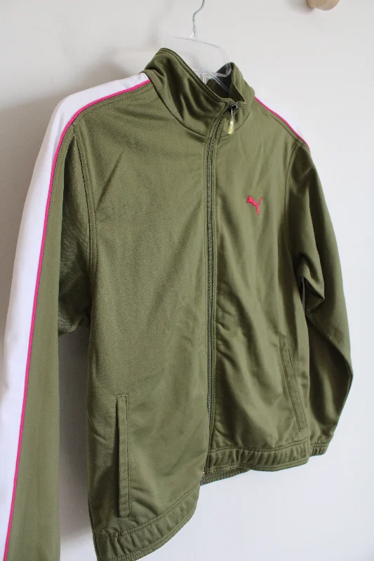 Puma Olive Green Zip-Up Jacket | L Herringbone Jacket Houndstooth Jacket Plaid Jacket Puma Olive Green Zip-Up Jacket | L Herringbone Jacket Houndstooth Jacket Plaid Jacket