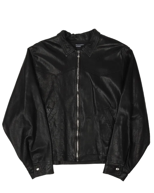 SSENSE Exclusive Lamb Leather Western Jacket Trench Coat Raincoat Waterproof Jacket