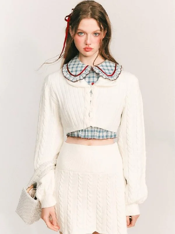 Two-color slim skirt cardigan【s0000003232】 Mesh Blend Leather Blend Suede Blend