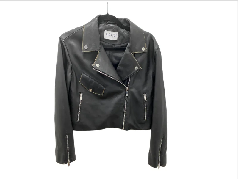 Claudie Pierlot Lamb Leather Biker Jacket Trench Coat Raincoat Waterproof Jacket