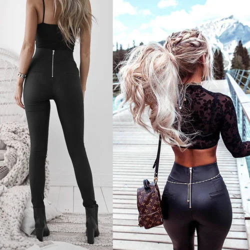 Womens Lady Leather Sexy Skinny Stretch Slim High Waist Trousers Pencil Pants CA Trousers Mesh Breathable Womens Lady Leather Sexy Skinny Stretch Slim High Waist Trousers Pencil Pants CA Trousers Mesh Breathable