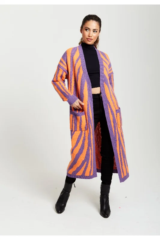Liquorish Longline Cardigan In Orange And Purple Button Cardigan Zip Cardigan Pullover Cardigan Liquorish Longline Cardigan In Orange And Purple Button Cardigan Zip Cardigan Pullover Cardigan