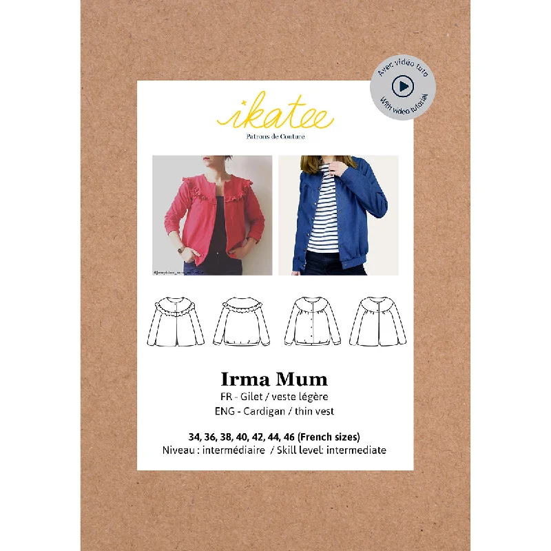 IRMA Mum Cardigan & light vest - Woman 34/46 - Paper Sewing Pattern Chenille Blend Fleece Blend Nylon Blend