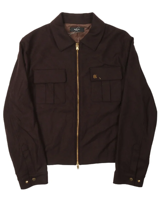 Wool Zip Up Jacket Zip Front Button Front Snap Front