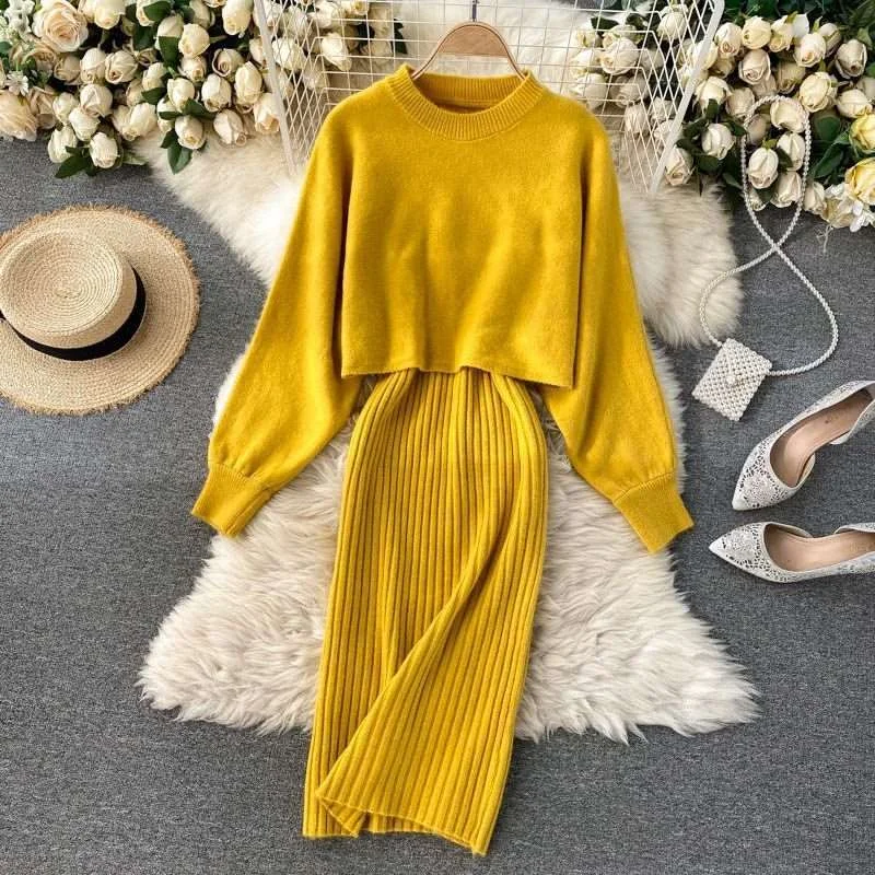 Women's Long Sleeved Jumper and Sleeveless V-neck Dress Two-piece Outfit Set Iron Safe Non-Iron Wrinkle Free Women's Long Sleeved Jumper and Sleeveless V-neck Dress Two-piece Outfit Set Iron Safe Non-Iron Wrinkle Free