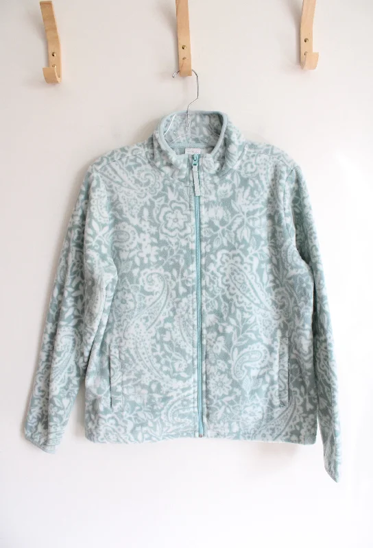 Vera Bradley Blue Green & White Paisley Patterned Fleece Jacket | S Corduroy Jacket Velvet Jacket Brocade Jacket Vera Bradley Blue Green & White Paisley Patterned Fleece Jacket | S Corduroy Jacket Velvet Jacket Brocade Jacket