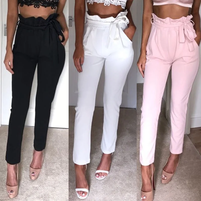 2020 Fashion Women Pants Spring Autumn Pencil Trousers Solid Ladies Drawstring High Waist Pants Streetwear Office Lady Trousers Trousers Business Professional 2020 Fashion Women Pants Spring Autumn Pencil Trousers Solid Ladies Drawstring High Waist Pants Streetwear Office Lady Trousers Trousers Business Professional