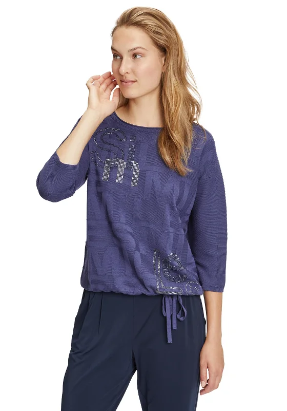Betty Barclay Ribbed Letter Knit Sweater, Indigo Blue Jersey Fabric Tulle Fabric Batik Fabric Betty Barclay Ribbed Letter Knit Sweater, Indigo Blue Jersey Fabric Tulle Fabric Batik Fabric