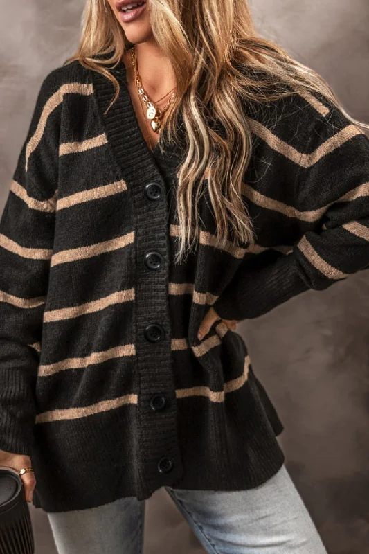 Hazel Blues® | Striped Button Down Long Sleeve Cardigan Rayon Fabric Velvet Fabric Corduroy Fabric Hazel Blues® | Striped Button Down Long Sleeve Cardigan Rayon Fabric Velvet Fabric Corduroy Fabric