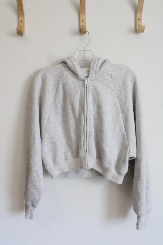 Abercrombie & Fitch Soft A&F Max Essentials Gray Cropped Jacket |S Faux Fur Fabric Real Fur Fabric Shearling Fabric Abercrombie & Fitch Soft A&F Max Essentials Gray Cropped Jacket |S Faux Fur Fabric Real Fur Fabric Shearling Fabric