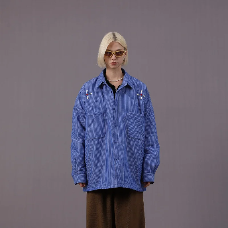 Striped Work Padded Shirt Jacket Striped Jacket Polka Dot Jacket Floral Jacket