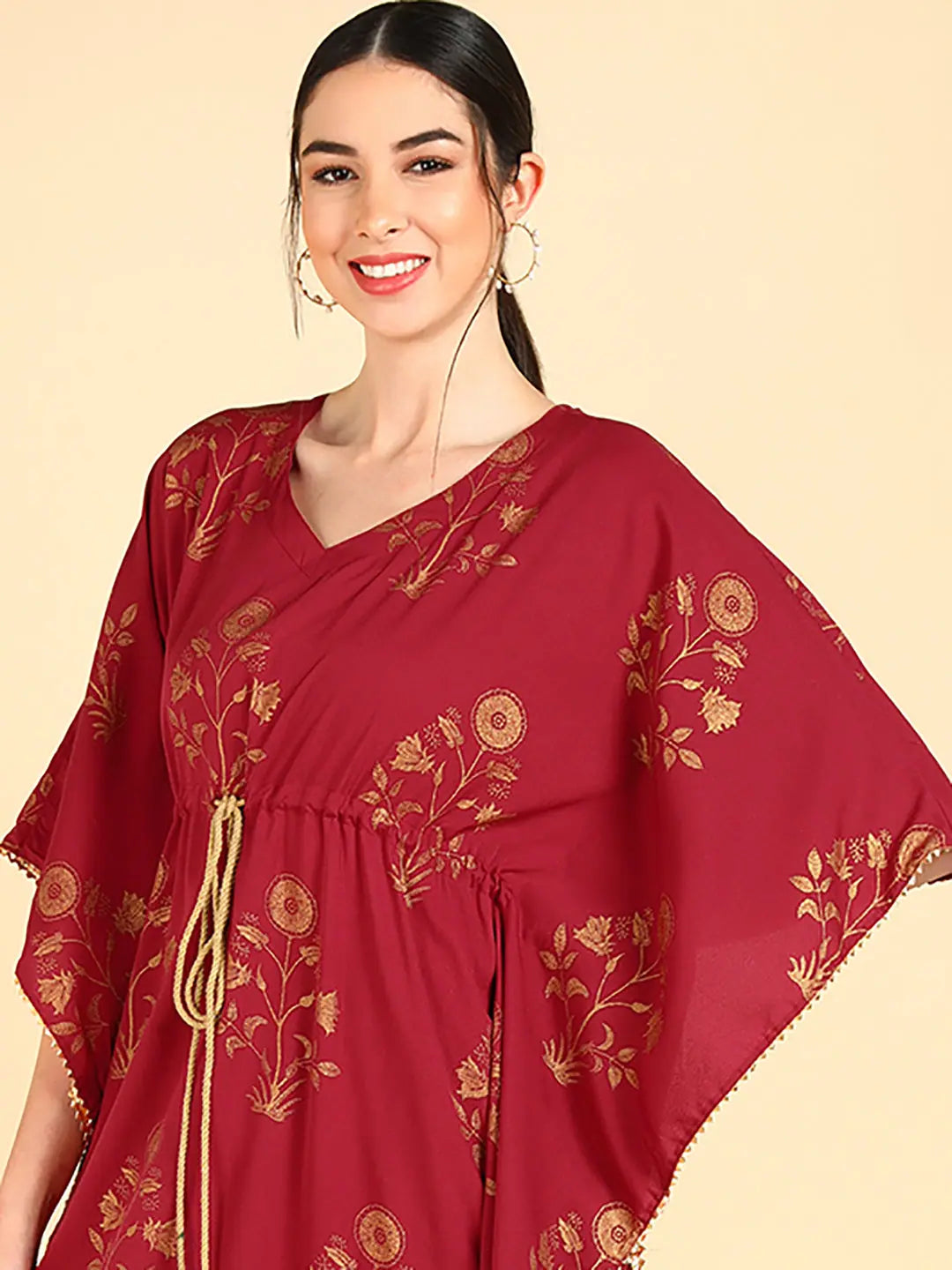 Ahika Poly Crepe Floral Printed Kaftan Trousers Trousers Cargo Utility