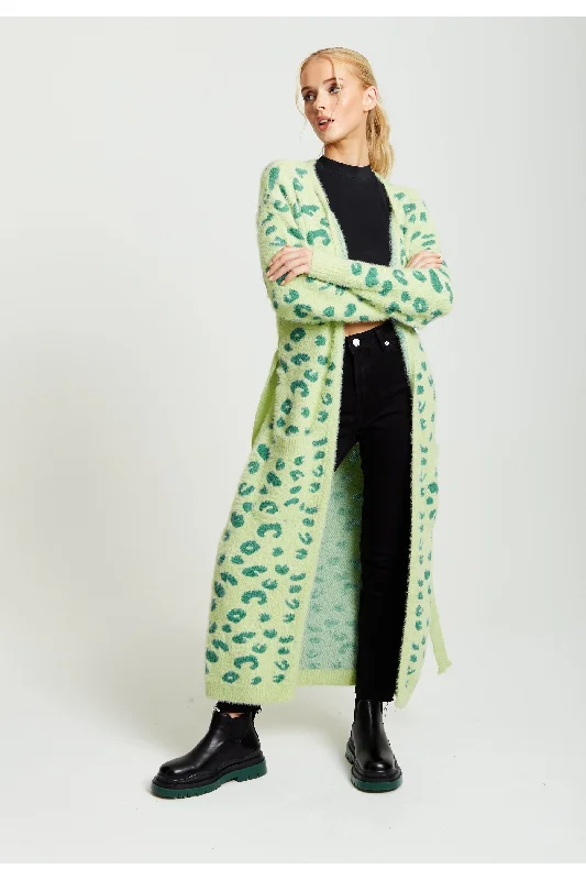 Liquorish Liquorish Fluffy Longline Cardigan In Green Animal Print Jersey Fabric Tulle Fabric Batik Fabric Liquorish Liquorish Fluffy Longline Cardigan In Green Animal Print Jersey Fabric Tulle Fabric Batik Fabric