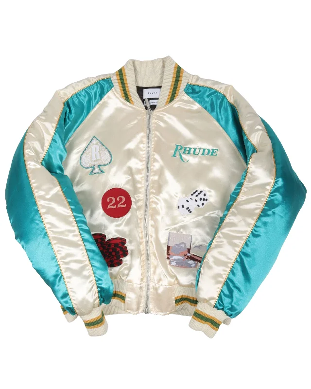 Casino Bomber Jacket Print Jacket Jacquard Jacket Embroidered Jacket