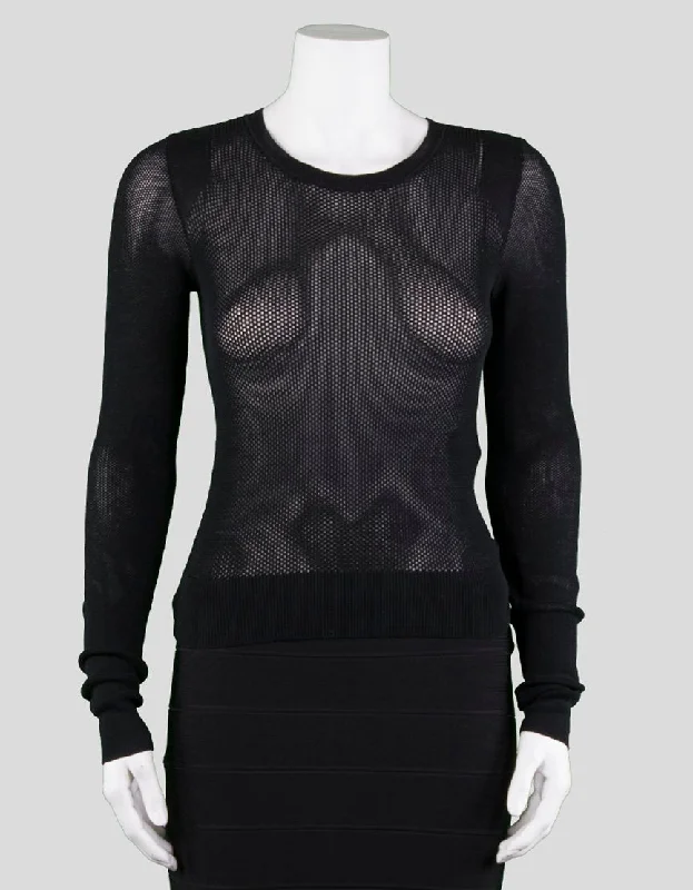 Belstaff Long Sleeve Crew Neck Sweater In A Sheer Knit Weave Size Small Elasticated Padded Insulated Belstaff Long Sleeve Crew Neck Sweater In A Sheer Knit Weave Size Small Elasticated Padded Insulated