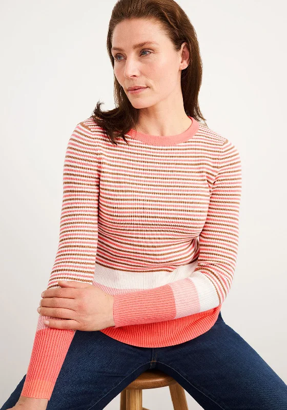 White Stuff Skinny Rib Stripe Jumper, Pink Multi Welt Pockets Slit Pockets Flap Pockets White Stuff Skinny Rib Stripe Jumper, Pink Multi Welt Pockets Slit Pockets Flap Pockets