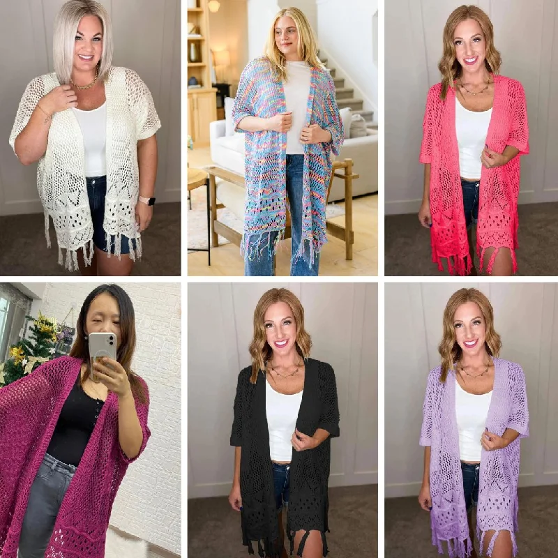 Hazel Blues® |  PREORDER: Amanda Crochet Cardigan in Six Colors Stylish Fashionable Trendy