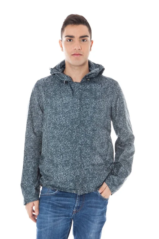 Gray Polyamide Men Jacket Fleece Fabric Down Fabric Feather Fabric