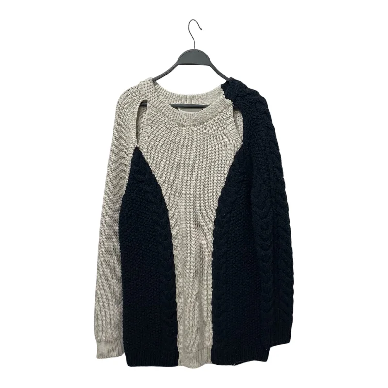 3.1 phillip lim/Heavy Sweater/M/Cotton/WHT/NAVY SIDES / OPEN COLLAR Satin Blend Silk Blend Wool Blend 3.1 phillip lim/Heavy Sweater/M/Cotton/WHT/NAVY SIDES / OPEN COLLAR Satin Blend Silk Blend Wool Blend