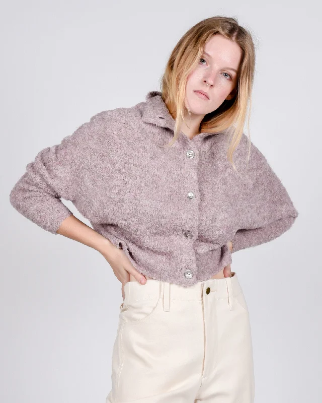 Lucianna cardigan in mauve Mesh Fabric Canvas Fabric Denim Fabric