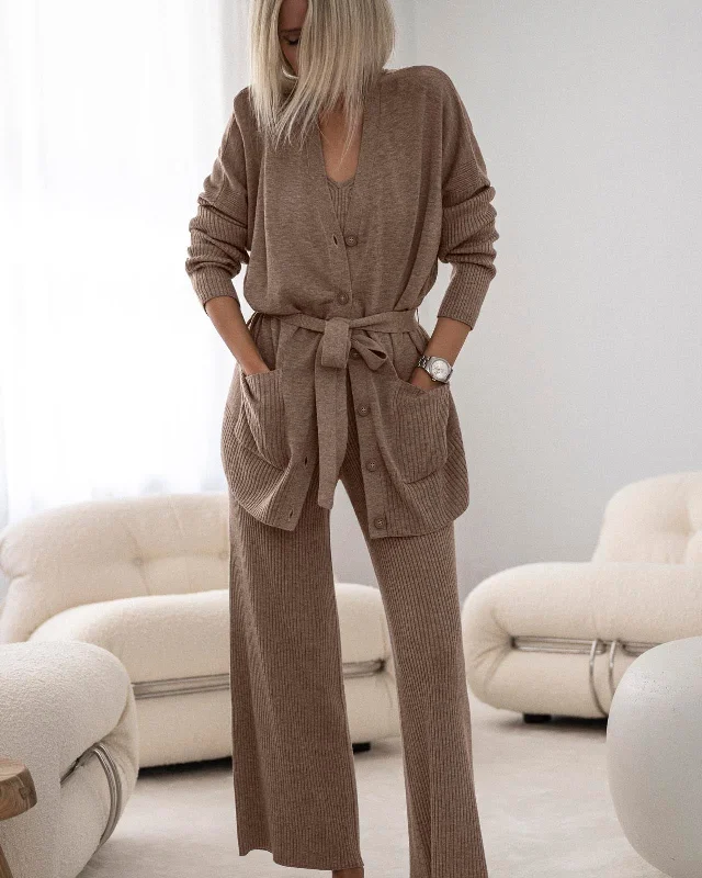Georgie Cashblend Tunic Cardigan Welt Pockets Slit Pockets Flap Pockets