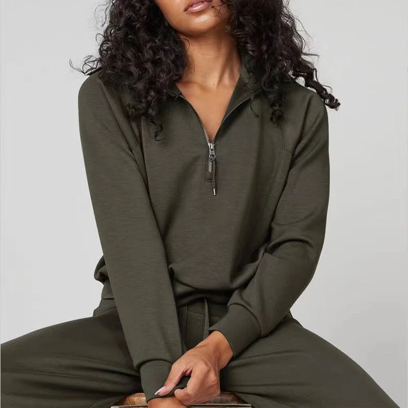 Women's Loose-fit Long Sleeved Sweater and Trousers Outfit Set Spandex Blend Rayon Blend Denim Blend Women's Loose-fit Long Sleeved Sweater and Trousers Outfit Set Spandex Blend Rayon Blend Denim Blend