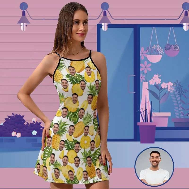 Custom Face Pineapple Women's Sling Dress