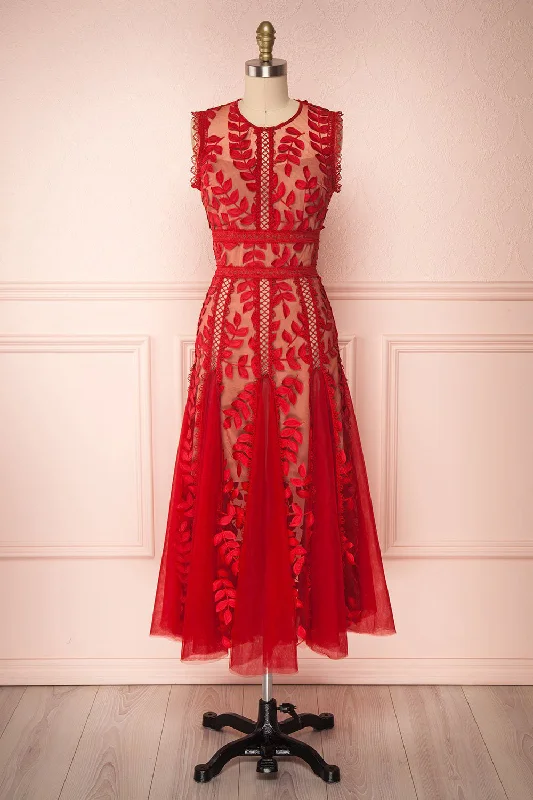 Ishikari Red | Tulle & Lace Dress