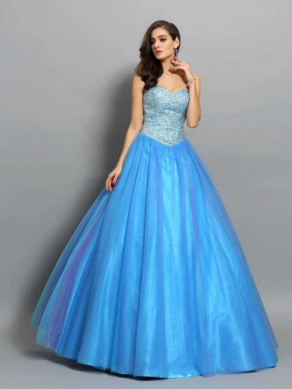 Ball Gown Sweetheart Beading Sleeveless Long Elastic Woven Satin Quinceanera Dresses TPP0003603 Ball Gown Sweetheart Beading Sleeveless Long Elastic Woven Satin Quinceanera Dresses TPP0003603