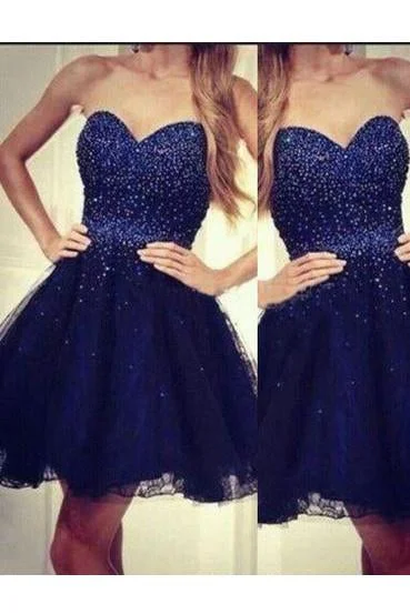 Modern Sweetheart A-line Beading Royal Blue Short Homecoming Dress For Teens DM467