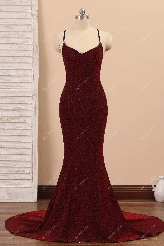 Burgundy Glitter Mermaid Formal Dress