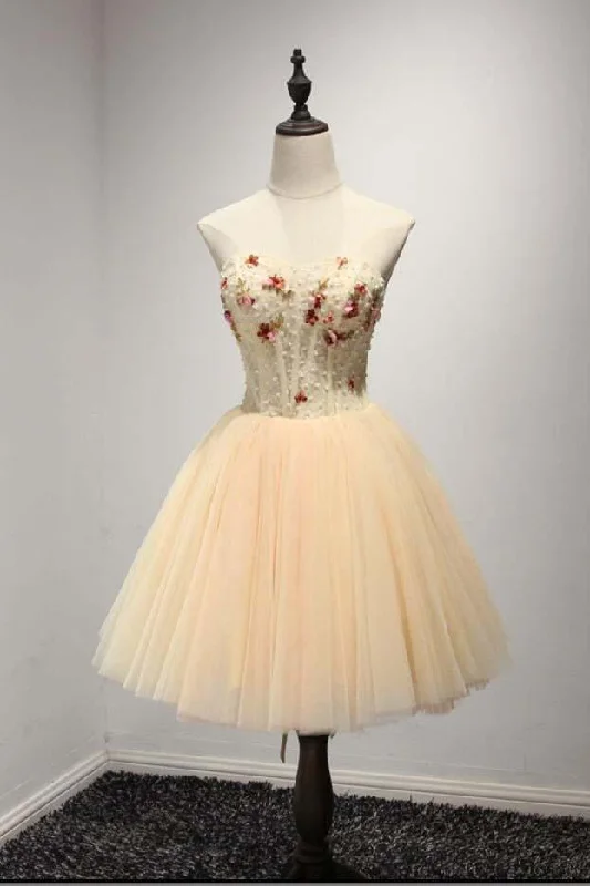 A-Line Short Sweetheart Homecoming Dresses,Tulle Short Ball Gown Prom Dresses DM411
