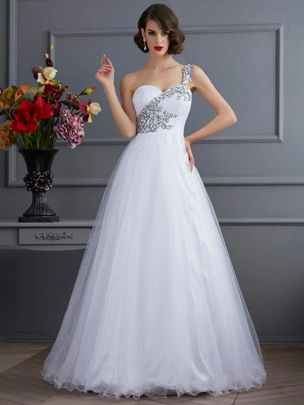 Ball Gown One-Shoulder Sleeveless Beading Long Elastic Woven Satin Quinceanera Dresses TPP0009088 Ball Gown One-Shoulder Sleeveless Beading Long Elastic Woven Satin Quinceanera Dresses TPP0009088