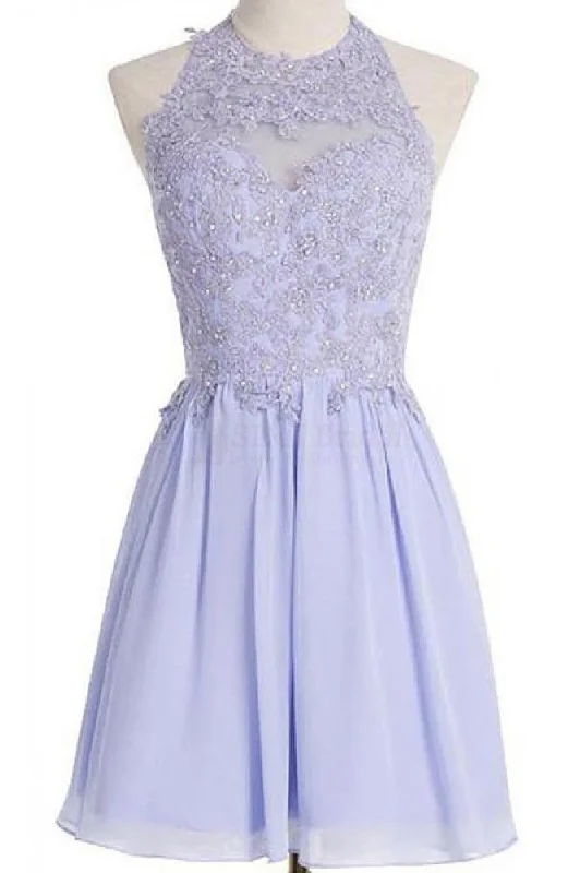 Charming Chiffon A Line Short Homecoming Dress,Sexy Prom Dresses With Appliques DM458 Charming Chiffon A Line Short Homecoming Dress,Sexy Prom Dresses With Appliques DM458