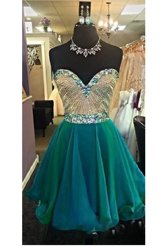 Gorgeous Chiffon Sweetheart A Line Beading Juniors Cheap Homecoming Dresses DM466