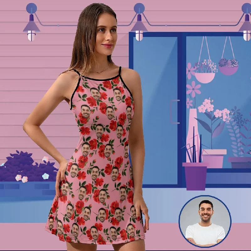 Custom Face Safflower Women's Sling Dress